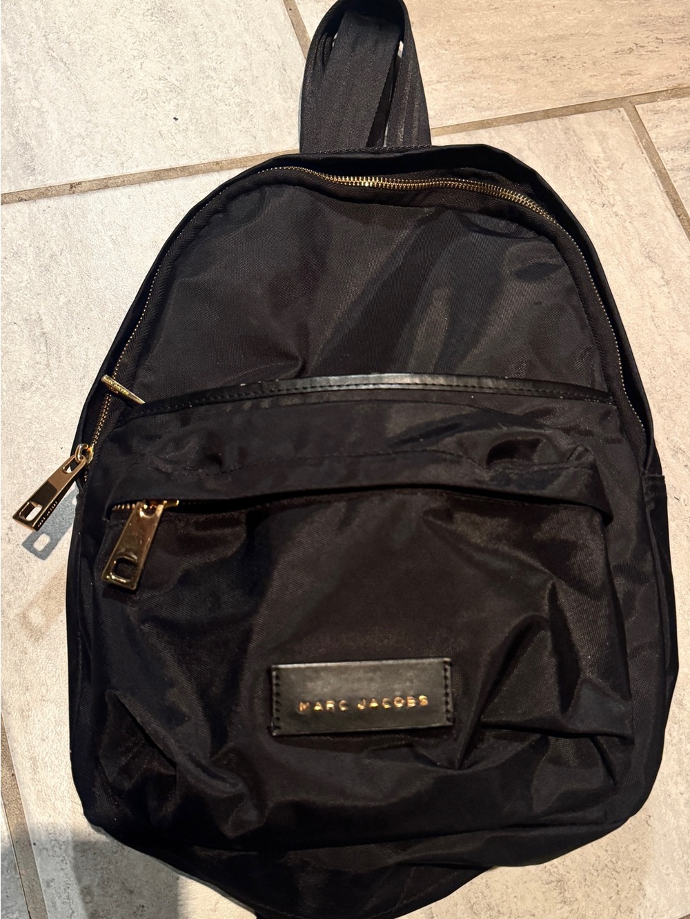 Marc Jacobs Black Nylon Mini Backpack with Gold Hardware